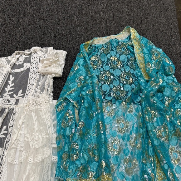 White and Teal Lace Robes Size One Size - Picture 2 of 9